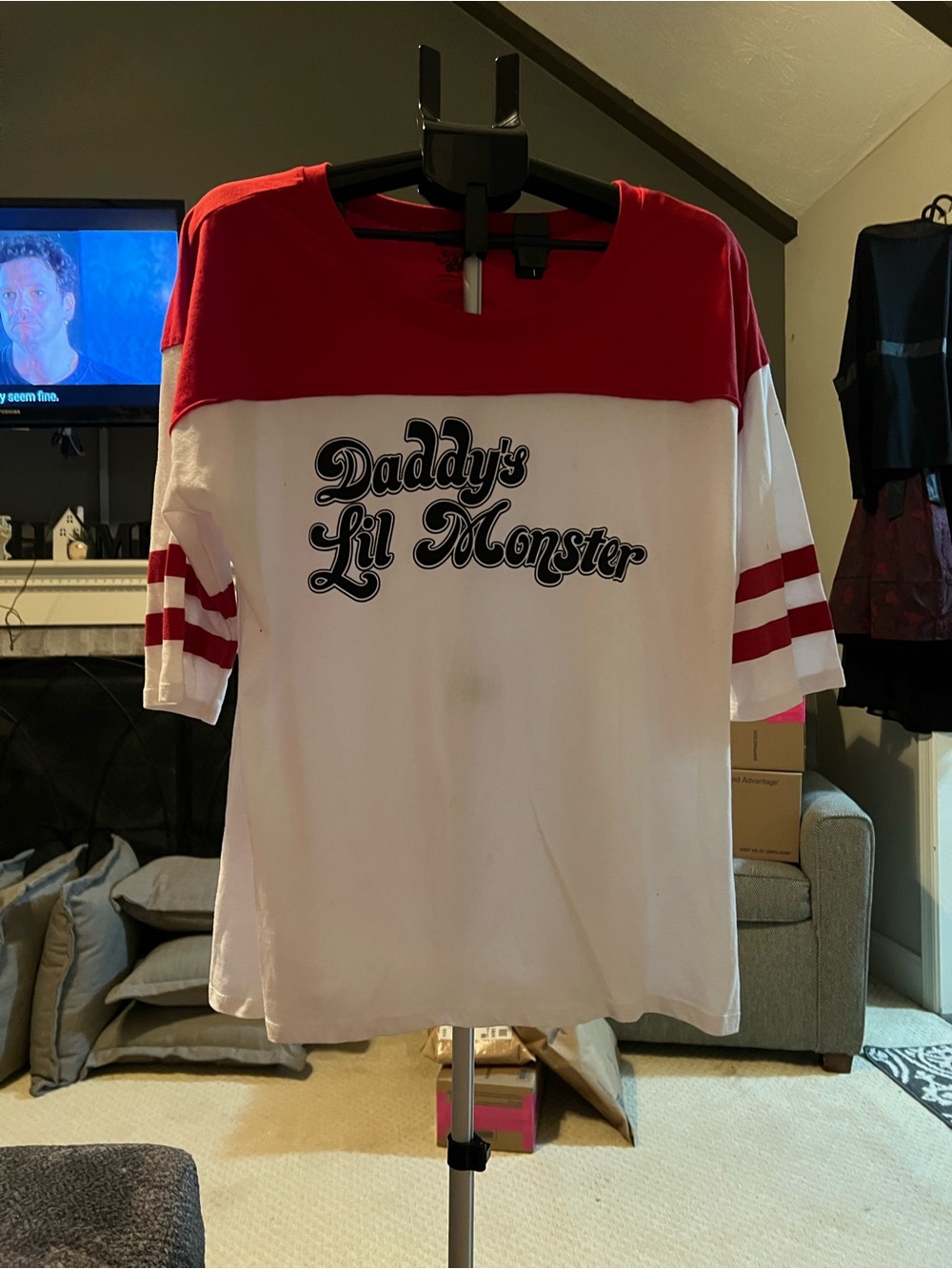 Harley Quinn,Suicide Squad,”Daddy's Lil Monster’Red & White Women’s 2X